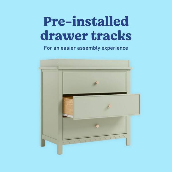 Graco Sasha Sage 3 Drawer 35.47" Dresser with Changing Topper  03713-40L - The Home Depot