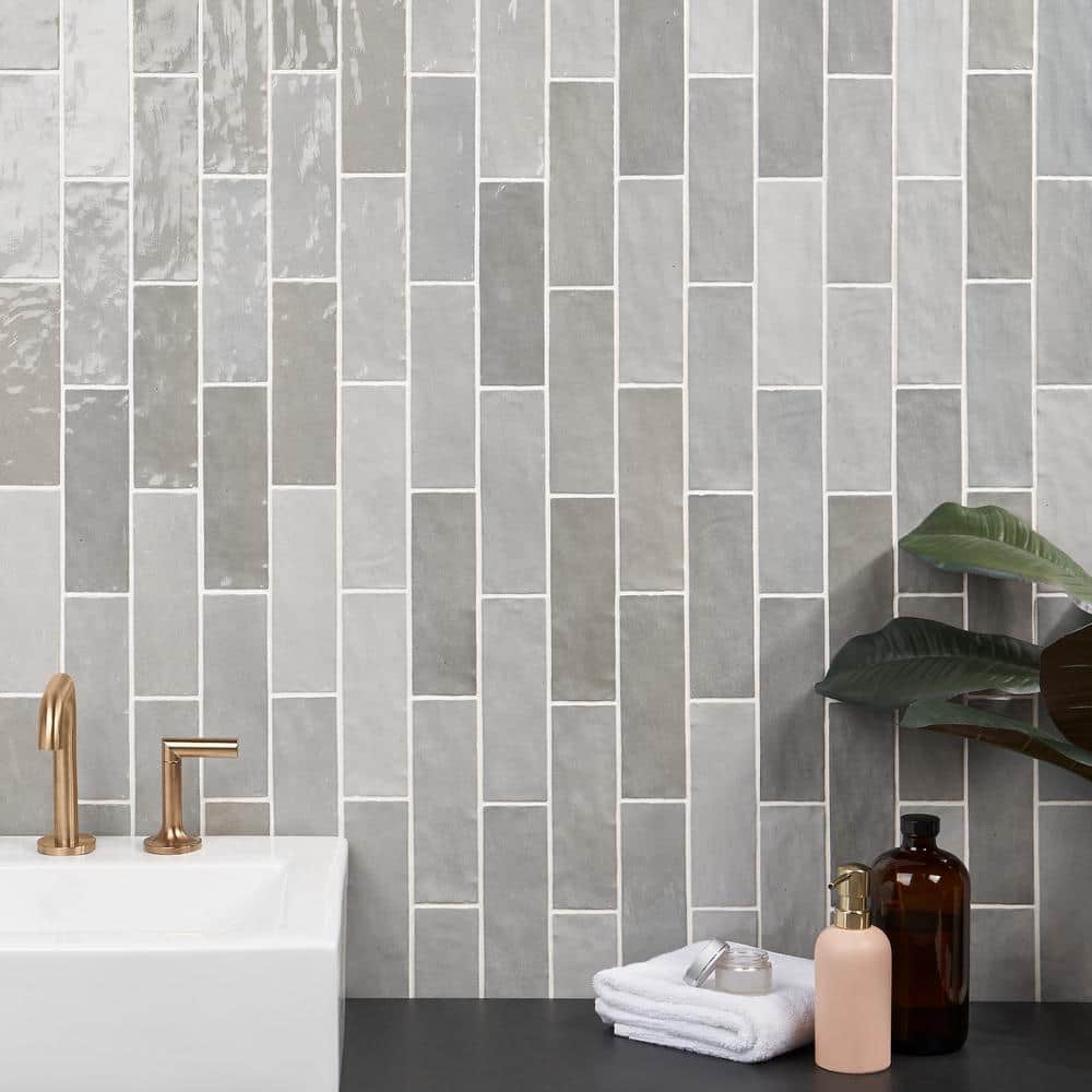 Kingston Gray 3x8 Glossy Ceramic Wall Tile for Kitchen and Bathroom