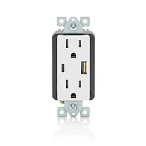 15A Tamper Resistant Type A/C 3.6A 18-Watt USB Outlet (2-pack)