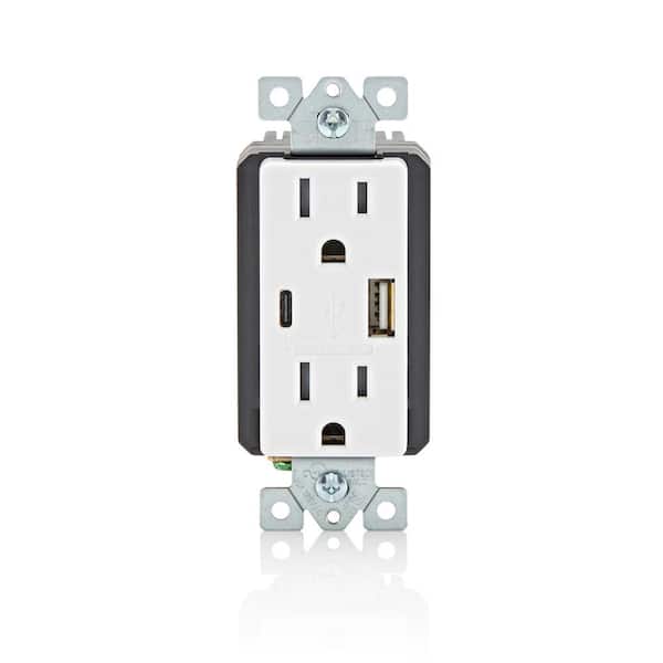Leviton 15A Tamper Resistant Type A/C 3.6A 18-Watt USB Outlet (2-pack)