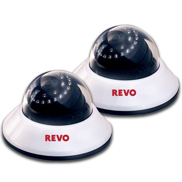 Revo 600 TVL Indoor Dome Surveillance Cameras with BNC Conversion Kits (2-Pack)