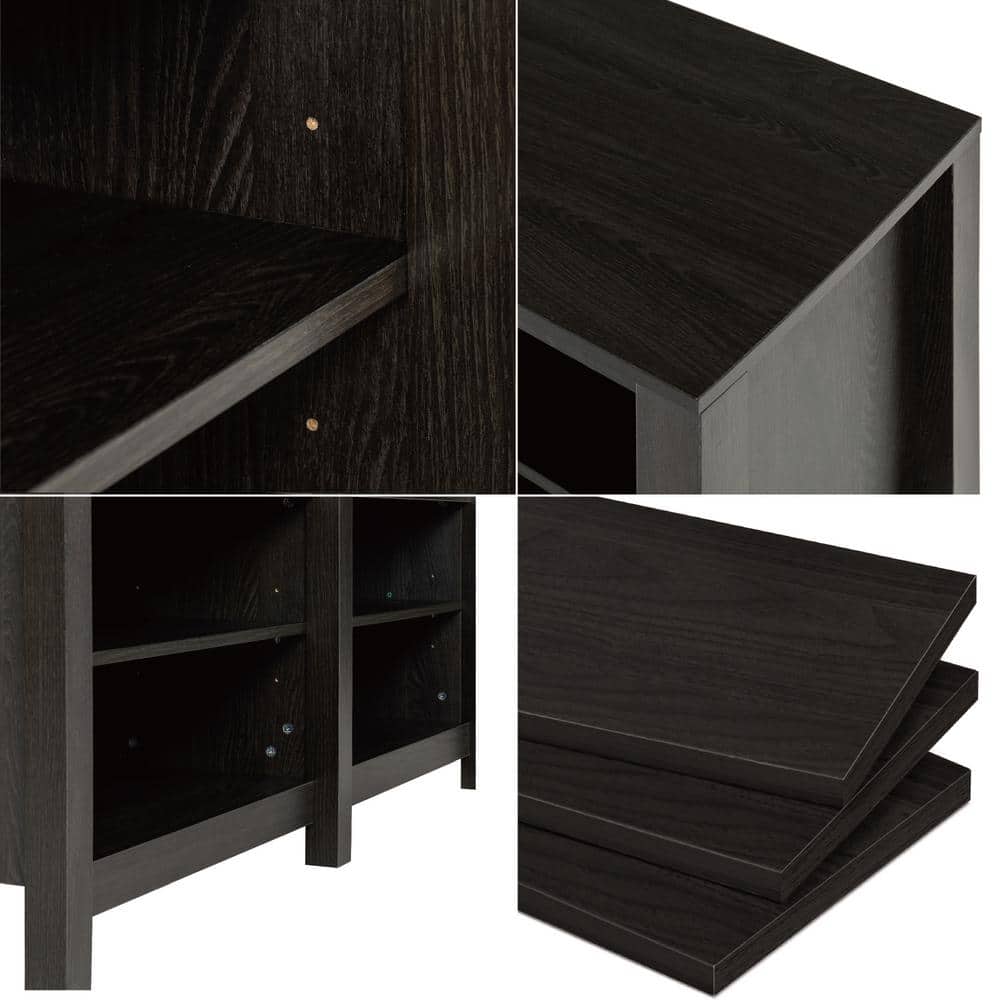 Espresso 58" TV Stand with Cabinet and Open Shelving