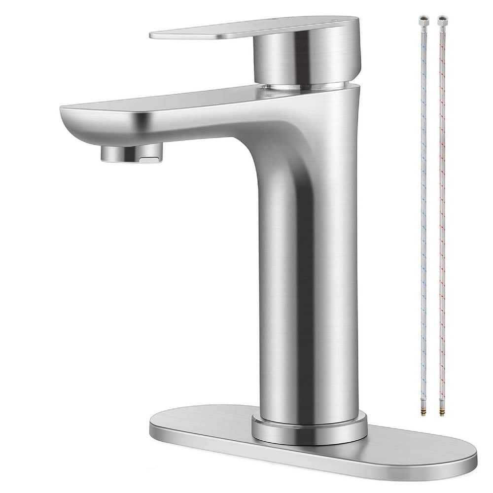 Single Handle Single Hole Standard Bathroom Sink Faucet with Deck Plate in Spot Resistant Brushed Nickel price history on PriceWatchPro