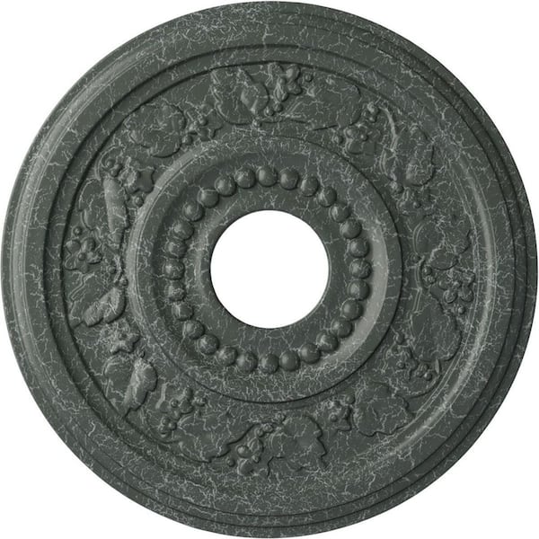 Ekena Millwork 7/8" x 16-1/8" x 16-1/8" Polyurethane Genevieve Ceiling Medallion, Hand-Painted Athenian Green Crackle