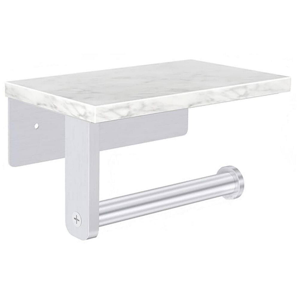 Wall Mounted Toilet Paper Holder in Brushed Nickel with Natural Marble Shelf and Stainless Steel Screws for Bathroom price history on PriceWatchPro