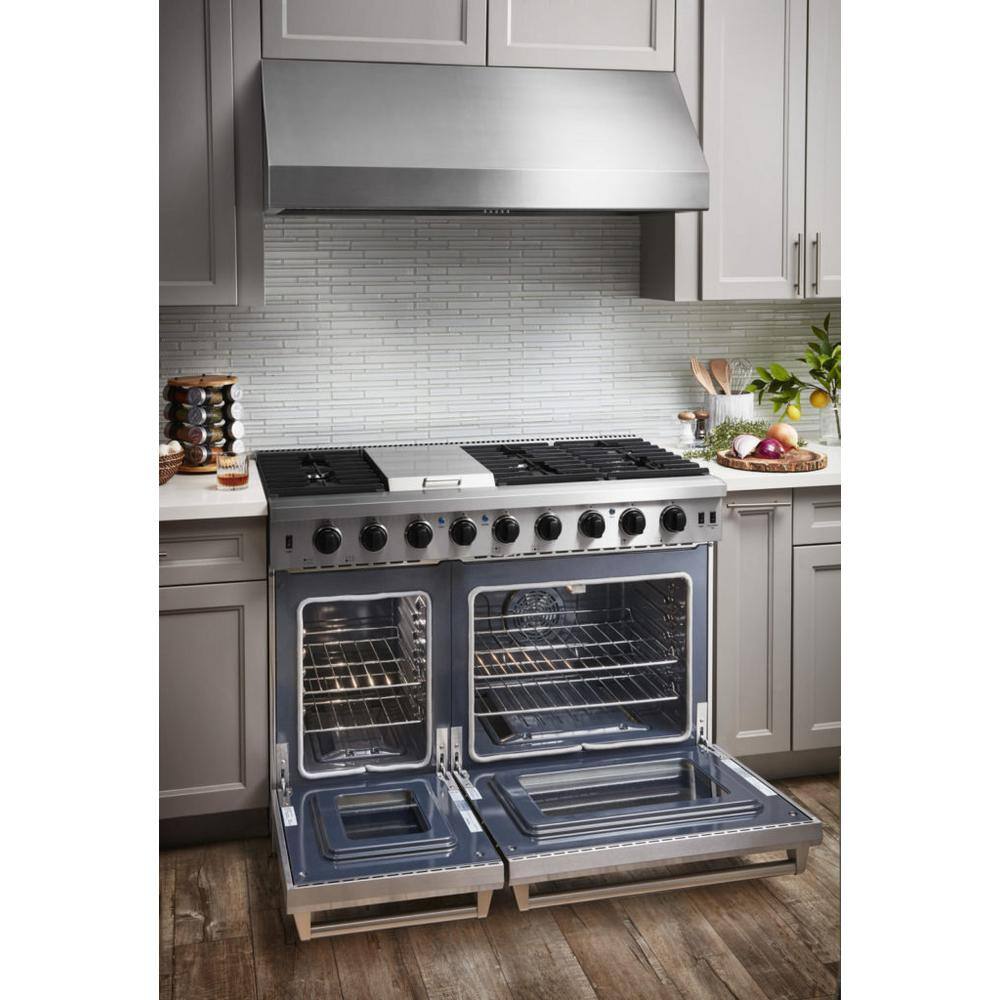 48" Stainless Steel Wall Mounted Range Hood with Charcoal Filter