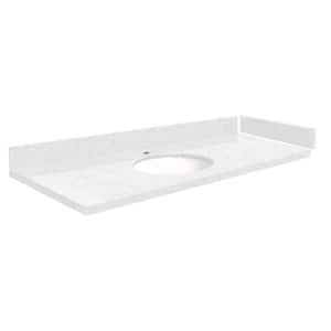 Silestone 49 in. W x 22.25 in. D Quartz White Round Single Sink Vanity Top in Statuario