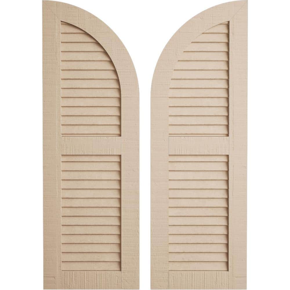 "15"" x 90"" Timberthane Polyurethane Rough Cedar 2-Equal Louvered Quarter Round Arch Top Faux Wood Shutters Pair in Primed" price history on PriceWatchPro