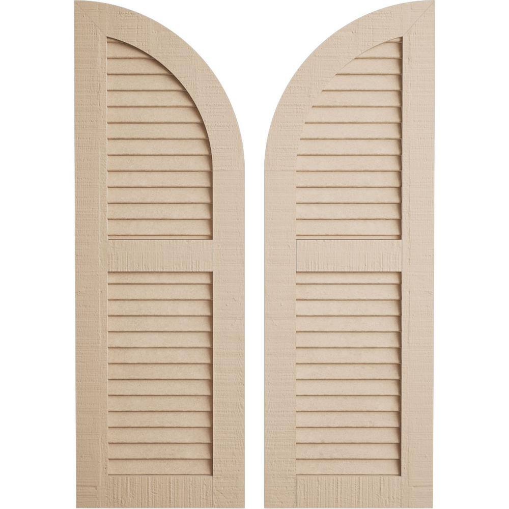 "18 x 78"" Timberthane Polyurethane Rough Cedar 2-Equal Louvered Quarter Round Arch Top Faux Wood Shutters Pair in Primed" price history on PriceWatchPro