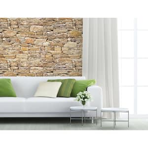 118 in. x 98 in. Stone Wall Mural