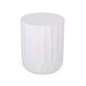 Bissell Antique White Cylindrical Stone Outdoor Patio Side Table