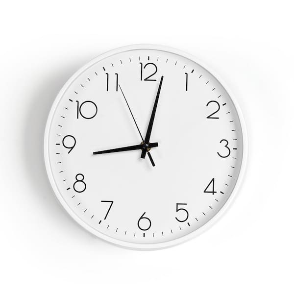 Oumilen 10 in. Silent Modern White Decorative Plastic Wall Clock