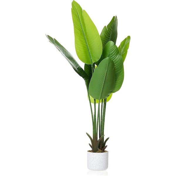 3.8 ft. Artificial Banana Tree, Faux Traveler's Palm Potted Plant, Realistic Large‑Leaf for Home, Patio & Entryway Decor