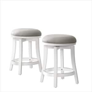 Ellie White Counter Height Stool (2-Pack) with Cushioned Seat