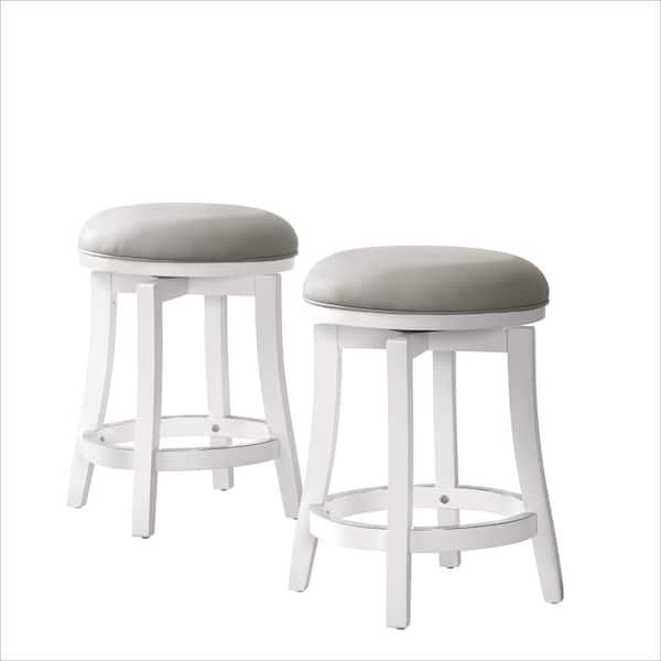 Alaterre Furniture Ellie White Counter Height Stool (2-Pack) with Cushioned Seat