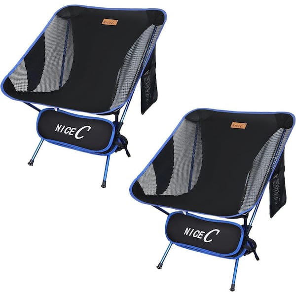 NICE C Camping Chair, Ultralight Camping Chair, Beach Chair, Collapsible Folding Chair with Carry Bag (2-Pack Blue)