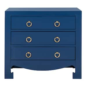 Dion 3-Drawer Lapis Blue/Gold Chest