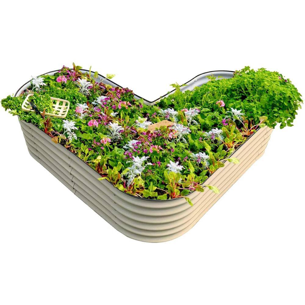 17 in. Tall L-Shape Raised Garden Bed Metal Planter Box for Vegetables Flowers Ground Standard Size Pearl White price history on PriceWatchPro
