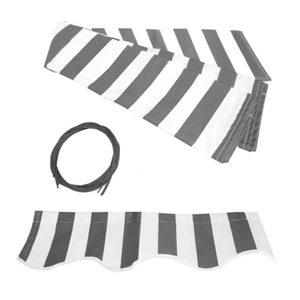 ALEKO Retractable Awning Fabric Replacement 20 ft. x 10 ft. Grey and White Stripes