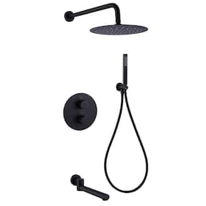 Single-Handle 1-Spray High-Pressure Tub and Shower Faucet with Hand Shower in Matte Black (Valve Included)