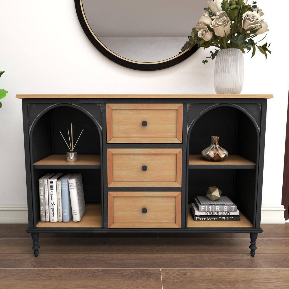 47 in. W Brown Wood 3 Drawers and 4 Shelves Cabinet price history on PriceWatchPro