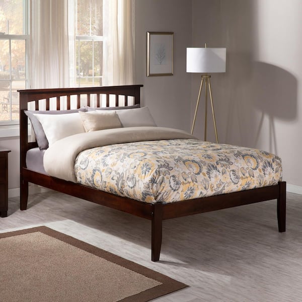 AFI Mission Walnut Full Platform Bed with Open Foot Board