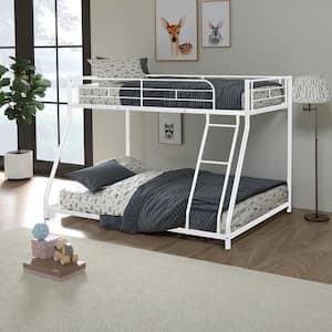 Beck White Twin over Full Bunk Bed with Full Metal Construction