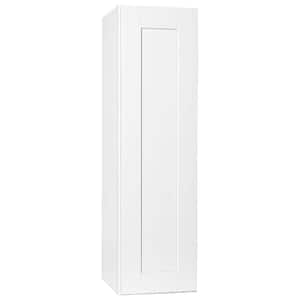 Satin White Shaker Stock Assembled Wall Kitchen Cabinet (12 in. x 42 in. x 12 in.)