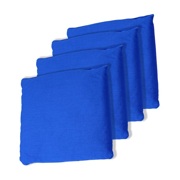 Hey! Play! Regulation Sized Cornhole Bag Set- Durable Canvas Bags with Moisture Proof Plastic Lining (8 Pack, Blue/White)