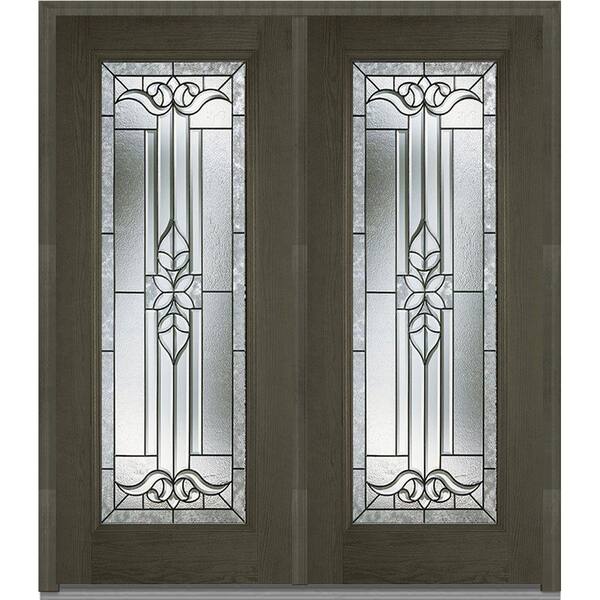 MMI Door 72 in. x 80 in. Cadence Right-Hand Inswing Full Lite Decorative Glass Stained Fiberglass Oak Prehung Front Door