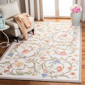 Chelsea Ivory 9 ft. x 12 ft. Solid Floral Border Area Rug