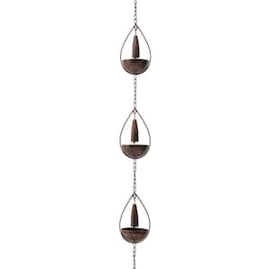 8.5 ft. 10-Piece Faux Copper Bowl and Bell Shaped Rain Chain with V-Shaped Gutter Clip