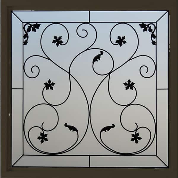 47.5 in. x 47.5 in. Wrought Iron Decortive Glass Vinyl Replacement Window in Bronze