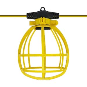 50 ft. 5 Bulb Medium E26 Base Commercial Indoor Outdoor 16-Gauge Yellow Construction Plastic Cage Temporary Light String