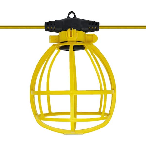 Sunlite 50 ft. 5 Bulb Medium E26 Base Commercial Indoor Outdoor 16-Gauge Yellow Construction Plastic Cage Temporary Light String