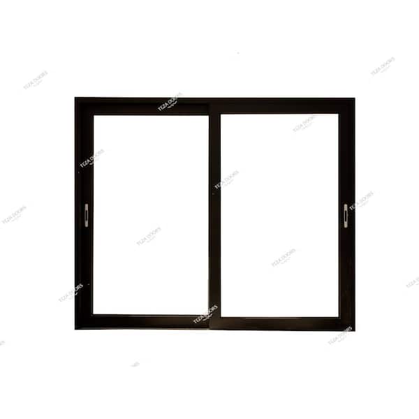 TEZA DOORS 108 in. x 80 in. 2 Panels in Black Double Aluminum Slider Patio Door