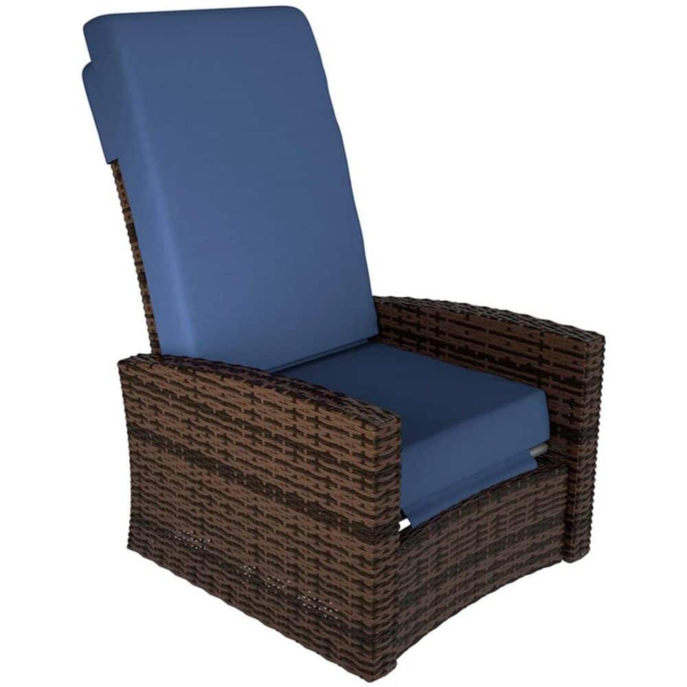 Dark Blue Powder-Coated Steel Frame Swivel Recliner Outdoor Lounge Chair with Removable Cushions in Dark Blue price history on PriceWatchPro