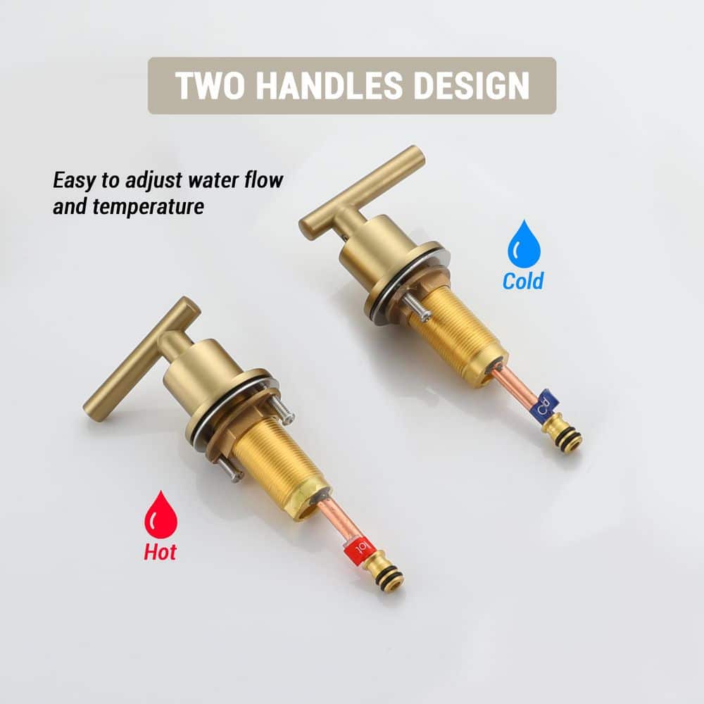 Brushed Gold Solid Brass Widespread Bathroom Faucet