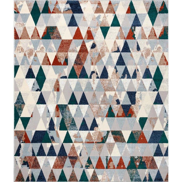 Well Woven Leona Mojave Mid-Century Modern Geometric Grey 7 ft. 10 in. x 9 ft. 10 in. Area Rug