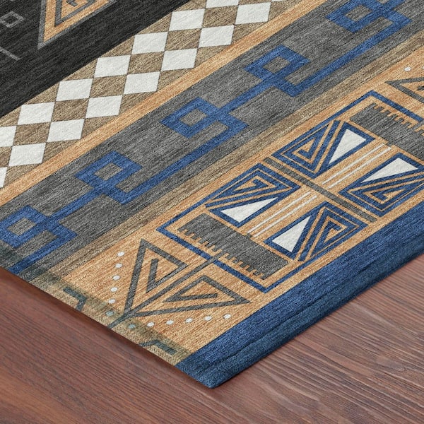 Chantille Machine Washable Indoor/Outdoor Abstract ACN2683 Navy 2 ft. x 3 ft. Accent Rug