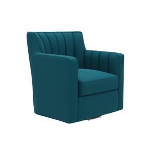 Sanderson Peacock Blue Linen-Like Fabric Swivel Arm Chair