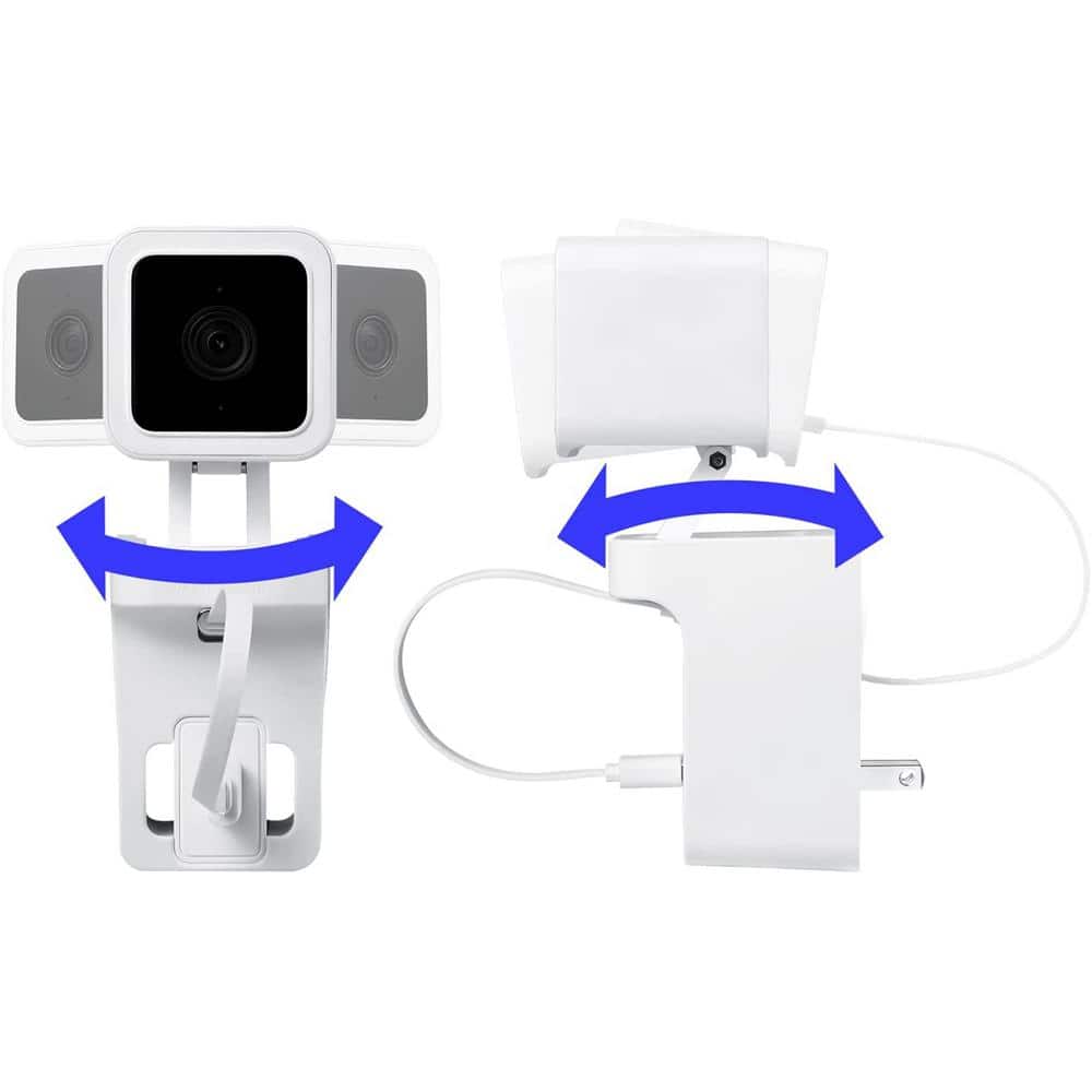 Sleek White AC Outlet Wall Mount for Wyze Cam V3 - Cable-Free Setup