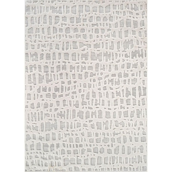Beverly Rug Cloudy Touch Grey/White 10 x 14 ft. Surreal Indoor Area Rug