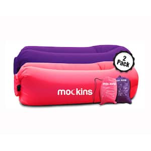 Pink and Purple Inflatable Loungers with Travel Bags and Pockets (2-Pack)