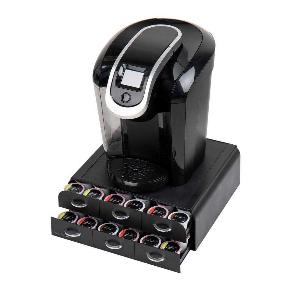 Black Plastic Coffee Pod Organizer with 2 Drawers