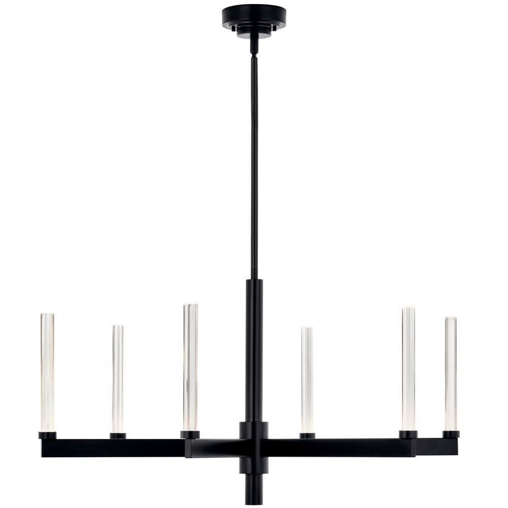 Sycara Black and Clear Crystal 6-Light LED Chandelier