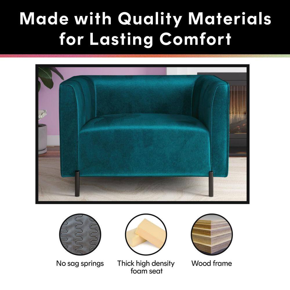 Emerald Green Velvet Accent Chair with Manufactured Wood Frame