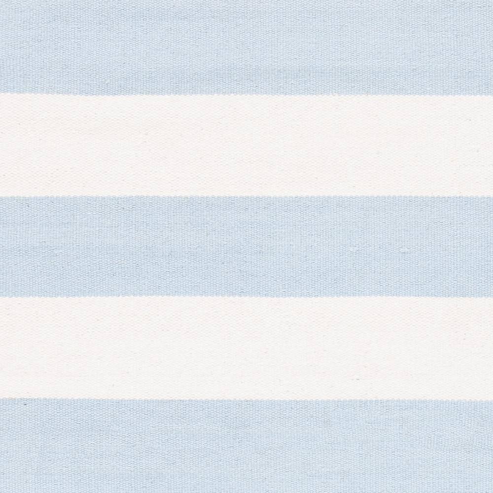 Ivory and Sky Blue Striped Cotton Flat Woven Rug