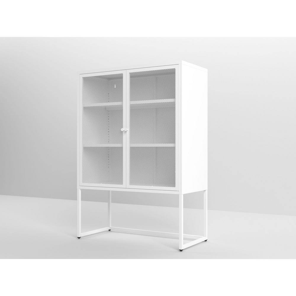 Tidoin 47.2 in. HeavyDuty Metal Storage Locker in White with 2 Circle Mesh Doors Xingd