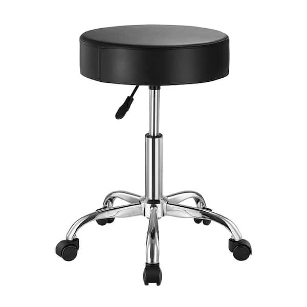VEVOR Rolling Stool with Wheels, 450 lbs. Weight Capacity, Height Adjustable Plastic Outdoor Rocking Chair with Cushion, Black